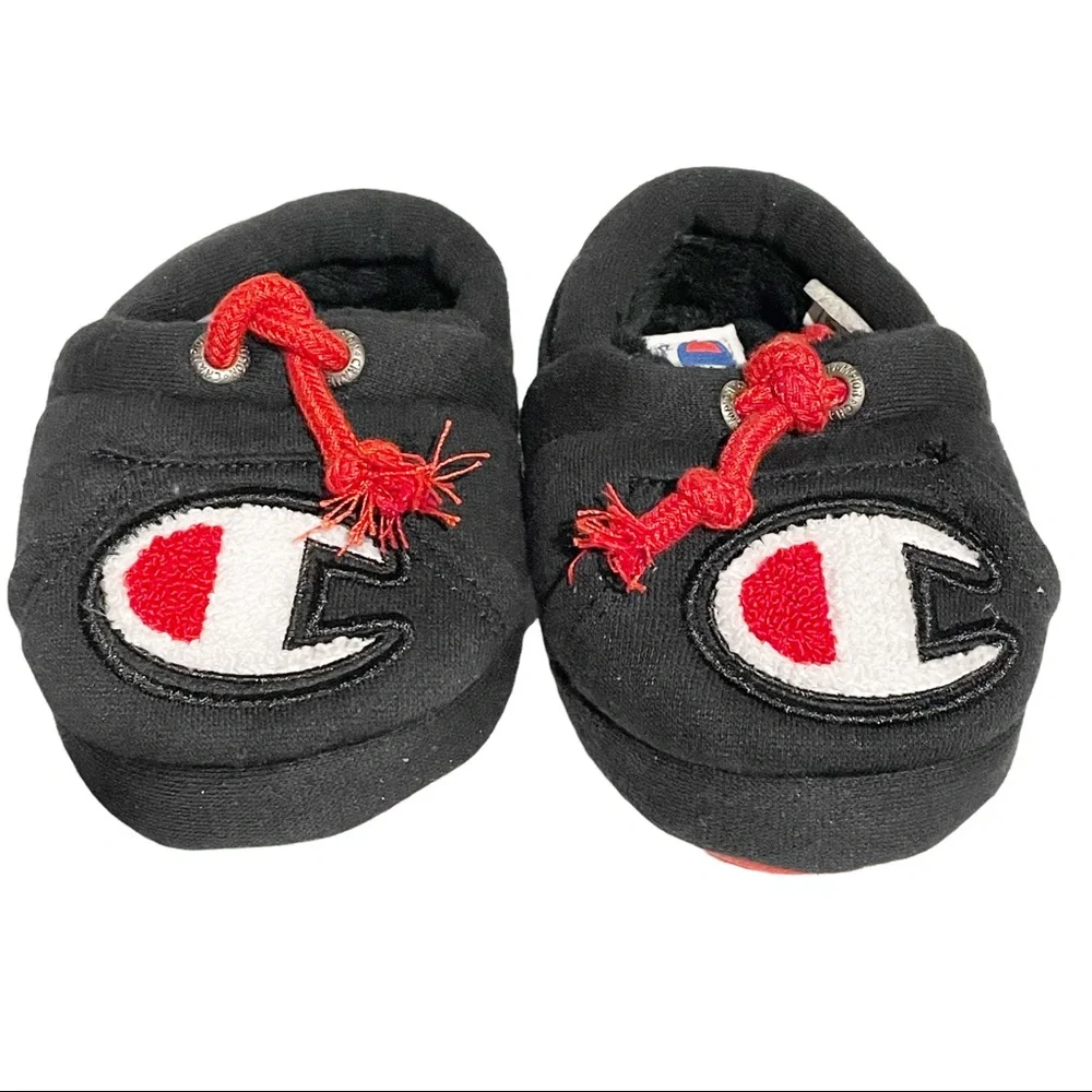 Champion Toddler 4T Black Plush‎ Slippers
